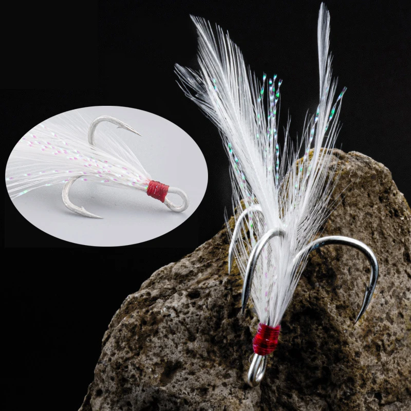 Fishing Hook 10pcs/Lot 2/4/6/8/10# High Carbon Steel Treble Hooks with feathers White Fish Hook Fishing Tackle
Fishing Hook 10pcs/Lot 2/4/6/8/10# High Carbon Steel Treble Hooks with feathers White Fish Hook Fishing Tackle