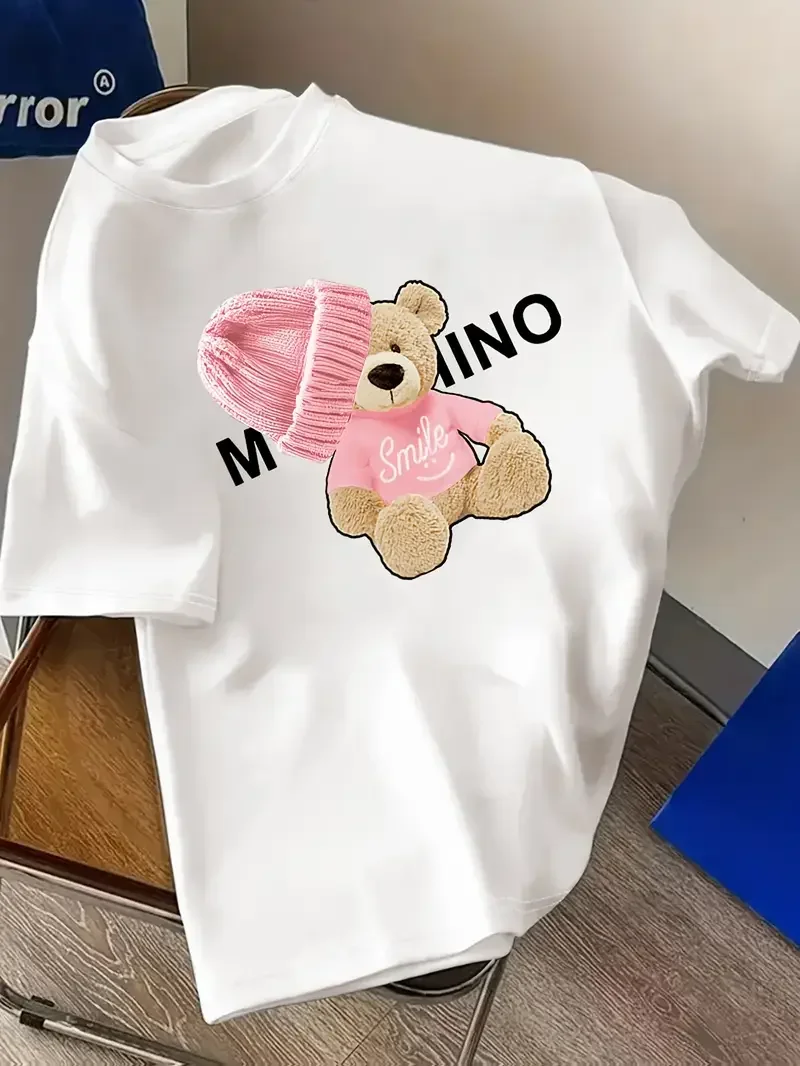 Plus - Size Women's White Short - Sleeve T - shirt, Adorable Teddy Bear “MINO” Print, Soft & Comfy Fabric
Plus - Size Women's White Short - Sleeve T - shirt, Adorable Teddy Bear “MINO” Print, Soft & Comfy Fabric