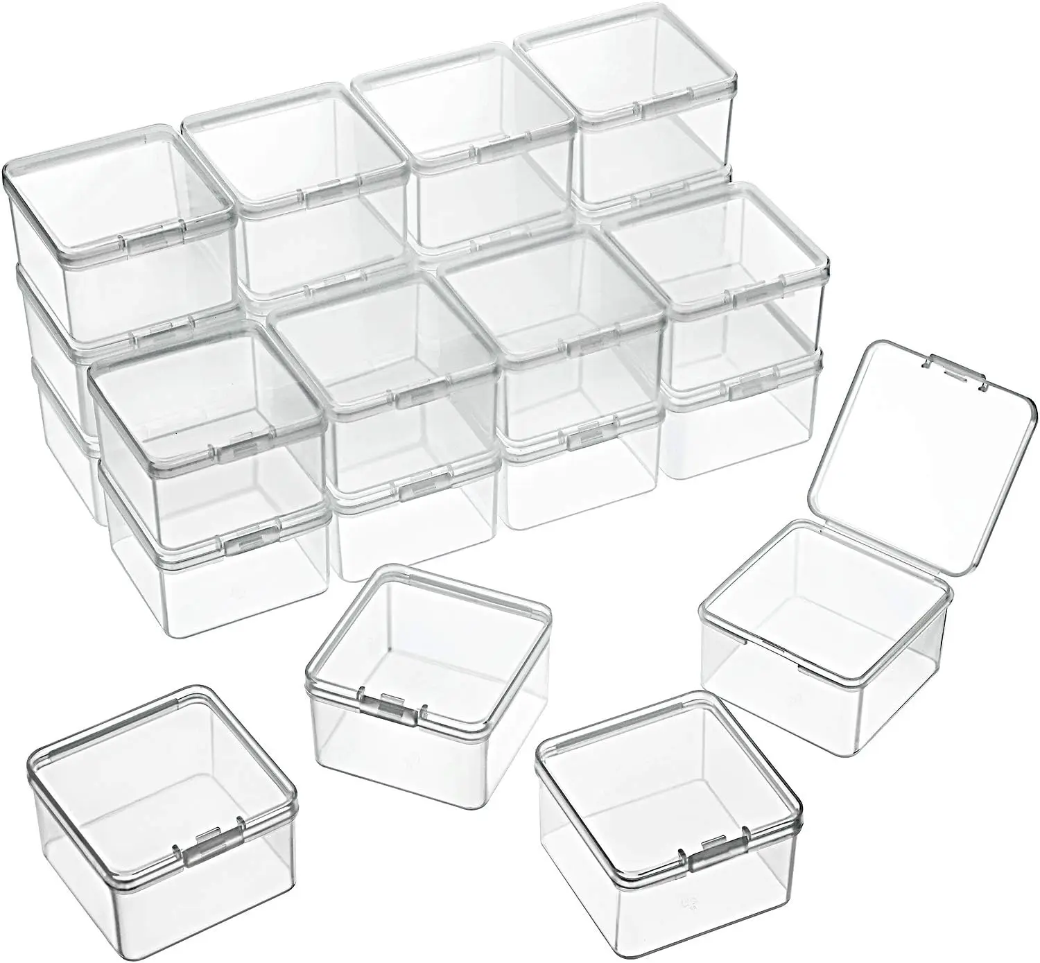 24 Pack Small Clear Plastic Storage Boxes with Hinged Lid, 2.48x2.48x1.57 Inch, for Beads, Jewelry, Crafts, Hardware
24 Pack Small Clear Plastic Storage Boxes with Hinged Lid, 2.48x2.48x1.57 Inch, for Beads, Jewelry, Crafts, Hardware