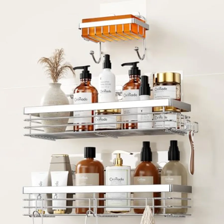 Adhesive Shower Caddy Soap Dish Holder Shelf with 5 Hooks Bathroom Organizer Basket Kitchen Storage Rack Wall Mounted No Drilli
Adhesive Shower Caddy Soap Dish Holder Shelf with 5 Hooks Bathroom Organizer Basket Kitchen Storage Rack Wall Mounted No Drilli