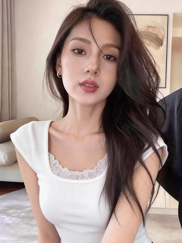 Korean Style Lace Square Collar Sleeveless Knitted T-Shirt Women's Summer New Fashion Slim Fit Short Top Self-Keeping Model
Korean Style Lace Square Collar Sleeveless Knitted T-Shirt Women's Summer New Fashion Slim Fit Short Top Self-Keeping Model