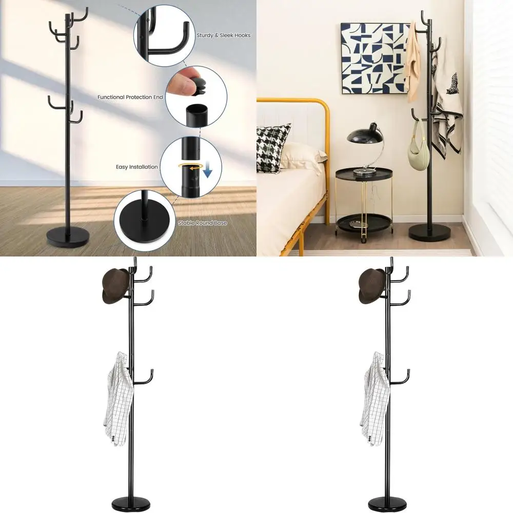 Metal Coat Rack with 8 Hooks, Umbrella Stand, Sturdy, Freestanding, Suitable for Home and Office, Black
Metal Coat Rack with 8 Hooks, Umbrella Stand, Sturdy, Freestanding, Suitable for Home and Office, Black