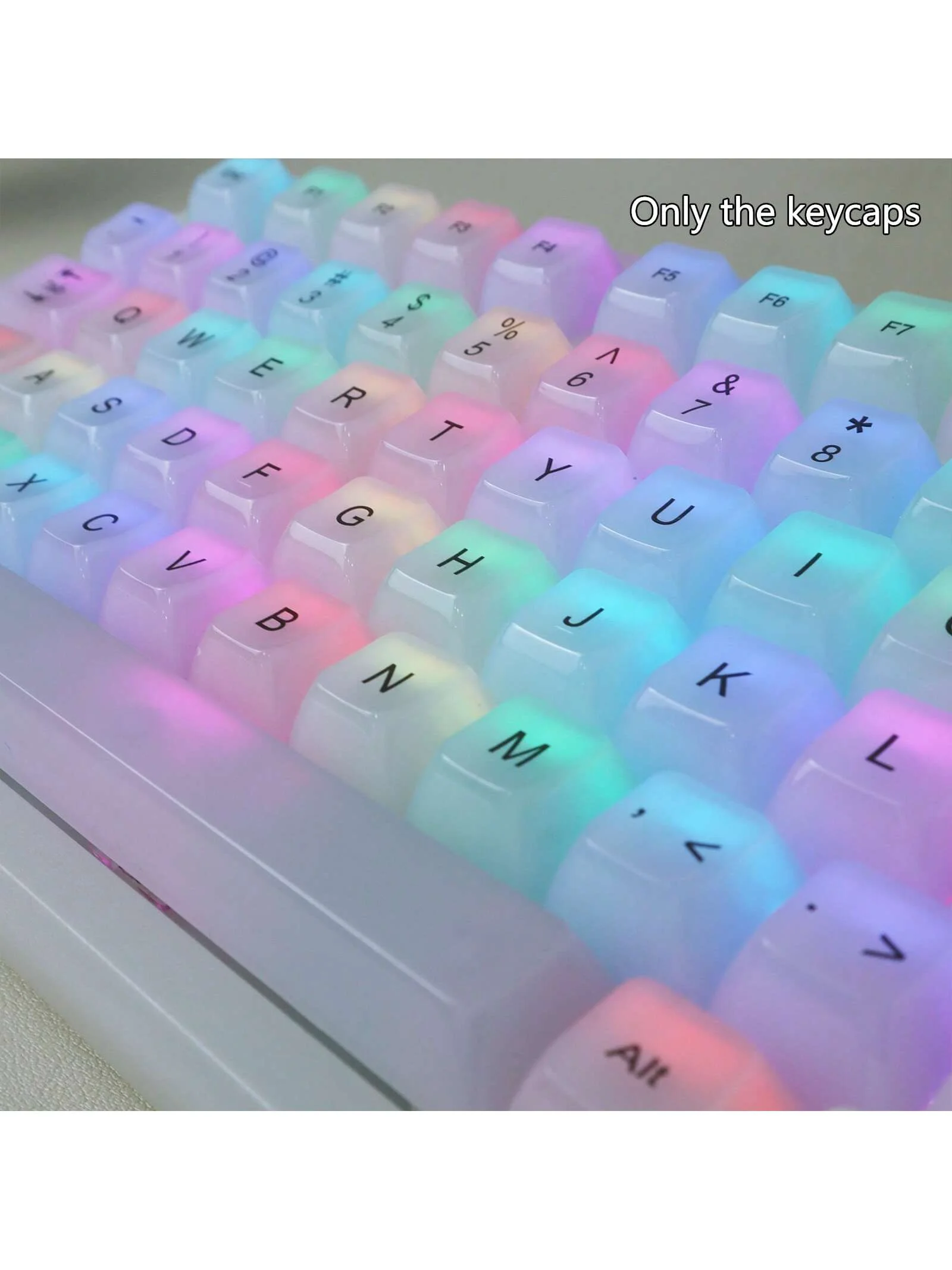 Custom White Jade Crystal Keycap Set OEM Profile PC Semi-Transparent MX Switch Compatible 6.25U Spacebar DIY Replace
