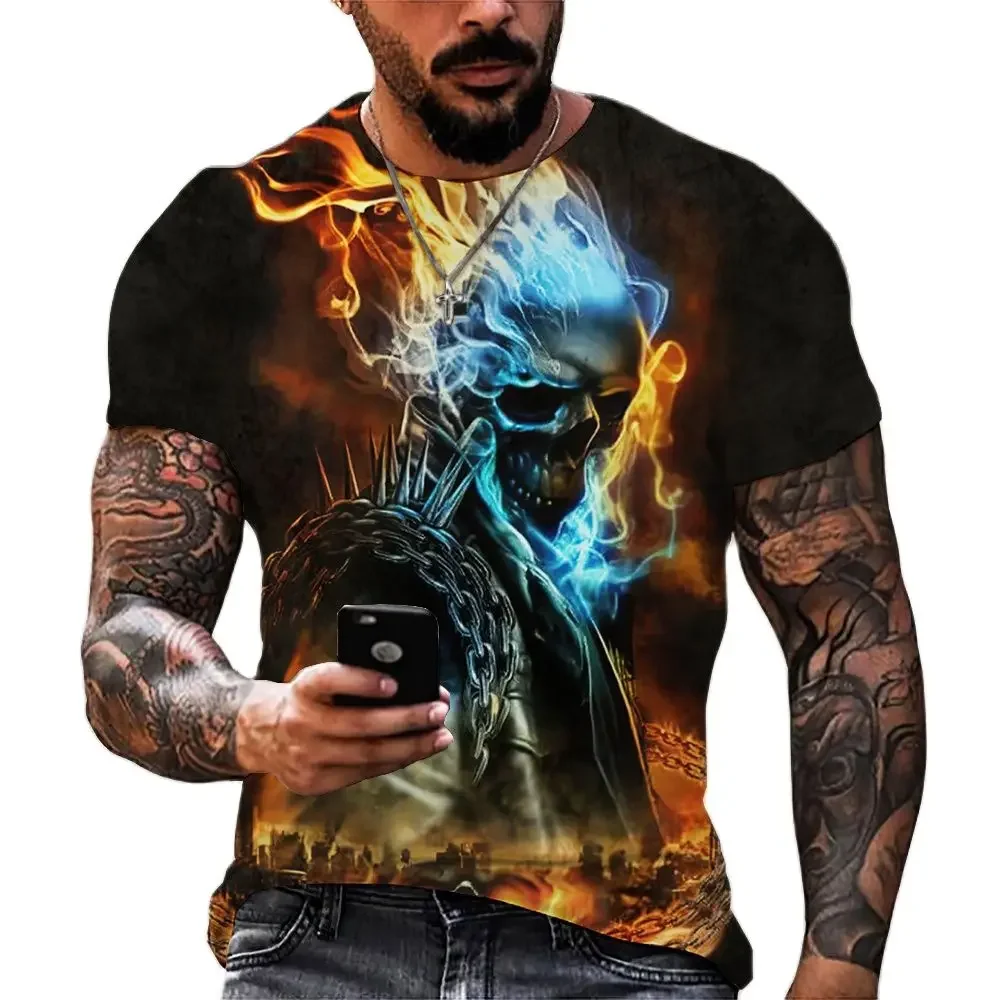 Flame Skull Print T shirt For Men Funny 3D Pattern Streetwear Summer Hip Hop Trend Oversized Tee Leisure O-neck Short Sleeve Top
Flame Skull Print T shirt For Men Funny 3D Pattern Streetwear Summer Hip Hop Trend Oversized Tee Leisure O-neck Short Sleeve Top