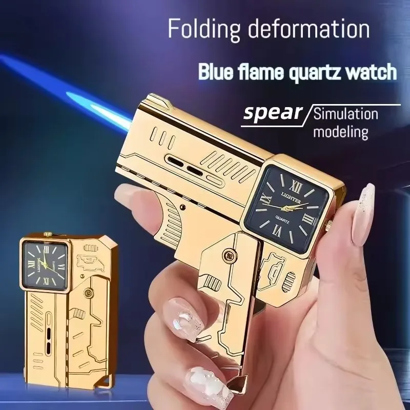 Cool Lighter Folding Watch Spray Gun Lighter Butane Torch Windproof Jet Blue Fire Metal Lighter Smoking Accessories Unique Gift
Cool Lighter Folding Watch Spray Gun Lighter Butane Torch Windproof Jet Blue Fire Metal Lighter Smoking Accessories Unique Gift