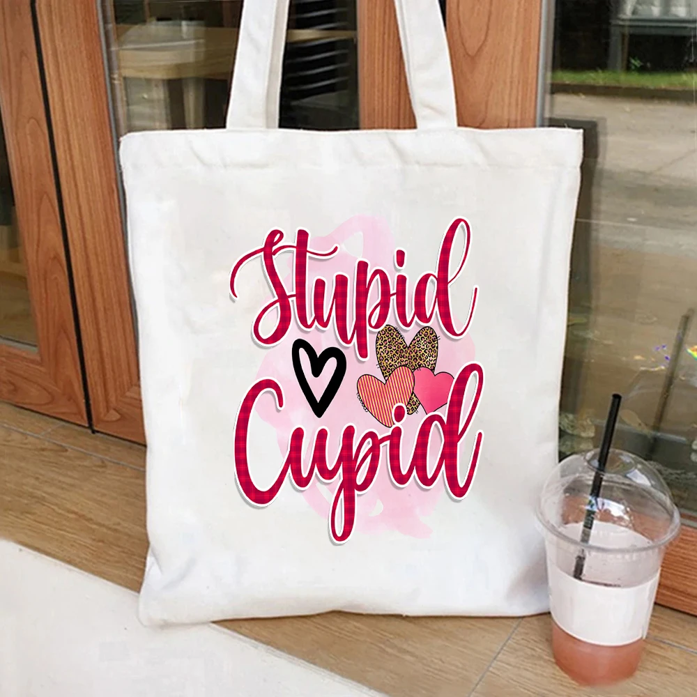 Stupid Cupid Plaid Heart Print Canvas Tote Bag Reusable Handbag For Valentine Daily Shopping Use
Stupid Cupid Plaid Heart Print Canvas Tote Bag Reusable Handbag For Valentine Daily Shopping Use