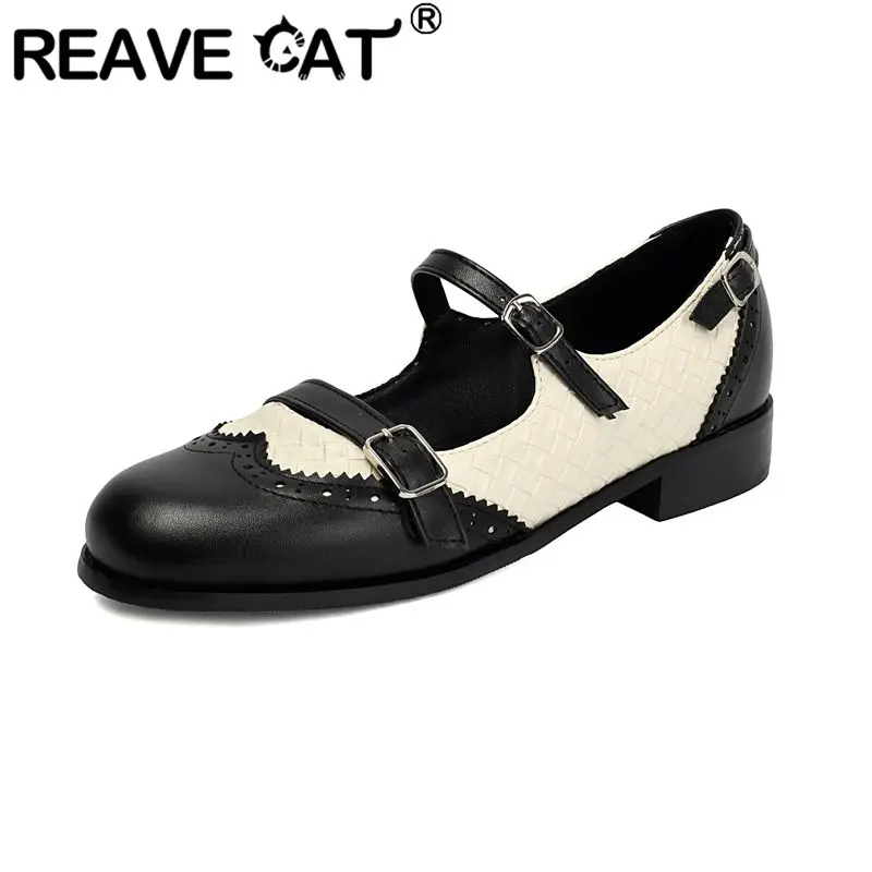 Женские туфли REAVE CAT коричневого цвета, на плоской подошве, с круглым носком, двойными пряжками, разноцветные, большие размеры 40, 41, 42, 43, повседневная женская обувь
Женские туфли REAVE CAT коричневого цвета, на плоской подошве, с круглым носком, двойными пряжками, разноцветные, большие размеры 40, 41, 42, 43, повседневная женская обувь