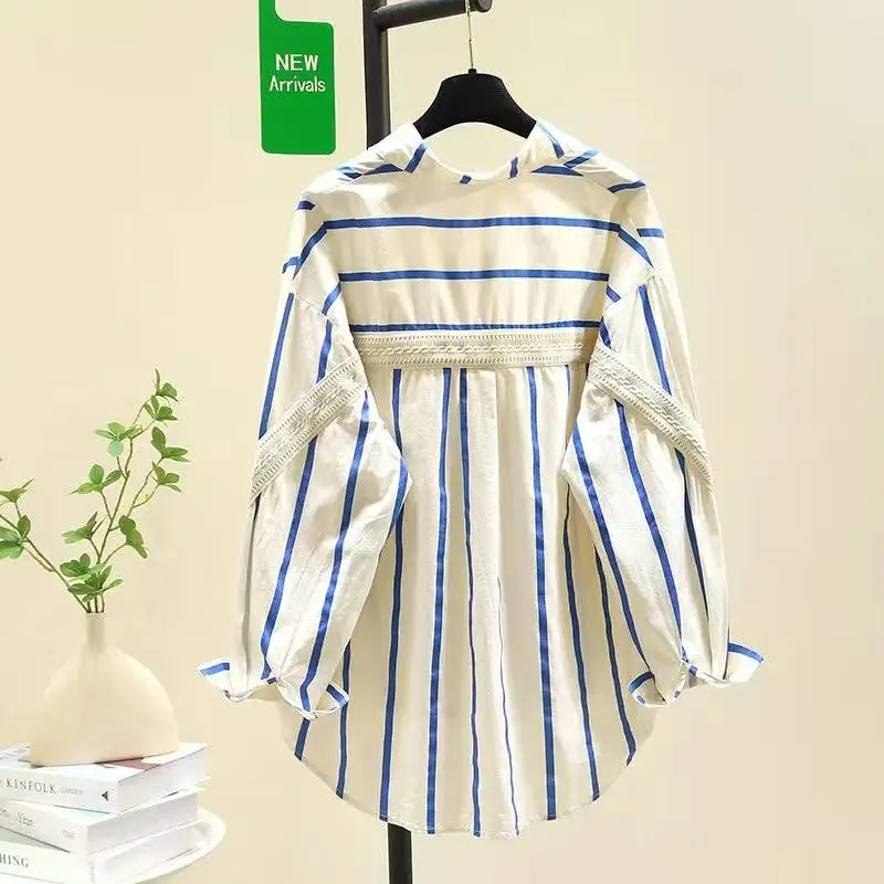 Полосатая свободная рубашка с длинными рукавами и принтом, женская новинка 2025 года, модная весенне-летняя повседневная универсальная рубашка с лацканами, блузка, женский топ
Полосатая свободная рубашка с длинными рукавами и принтом, женская новинка 2025 года, модная весенне-летняя повседневная универсальная рубашка с лацканами, блузка, женский топ