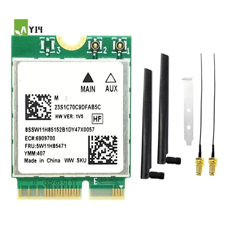 AY14 -RTL8922AE Wifi7 Card+2X8DB Antenna 2.4G/5G/6G 6338Mbps Bluetooth5.4 M.2 NGFF Wireless Wifi Adapter Card For Win10/Win11
AY14 -RTL8922AE Wifi7 Card+2X8DB Antenna 2.4G/5G/6G 6338Mbps Bluetooth5.4 M.2 NGFF Wireless Wifi Adapter Card For Win10/Win11