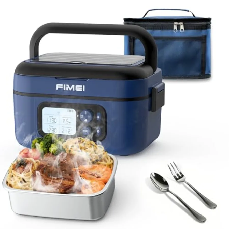 Cordless Heated Lunch Box for work travel, stainless steel, blue, 27000mAh rechargeable, 1.5L self-heating container with timer
Cordless Heated Lunch Box for work travel, stainless steel, blue, 27000mAh rechargeable, 1.5L self-heating container with timer