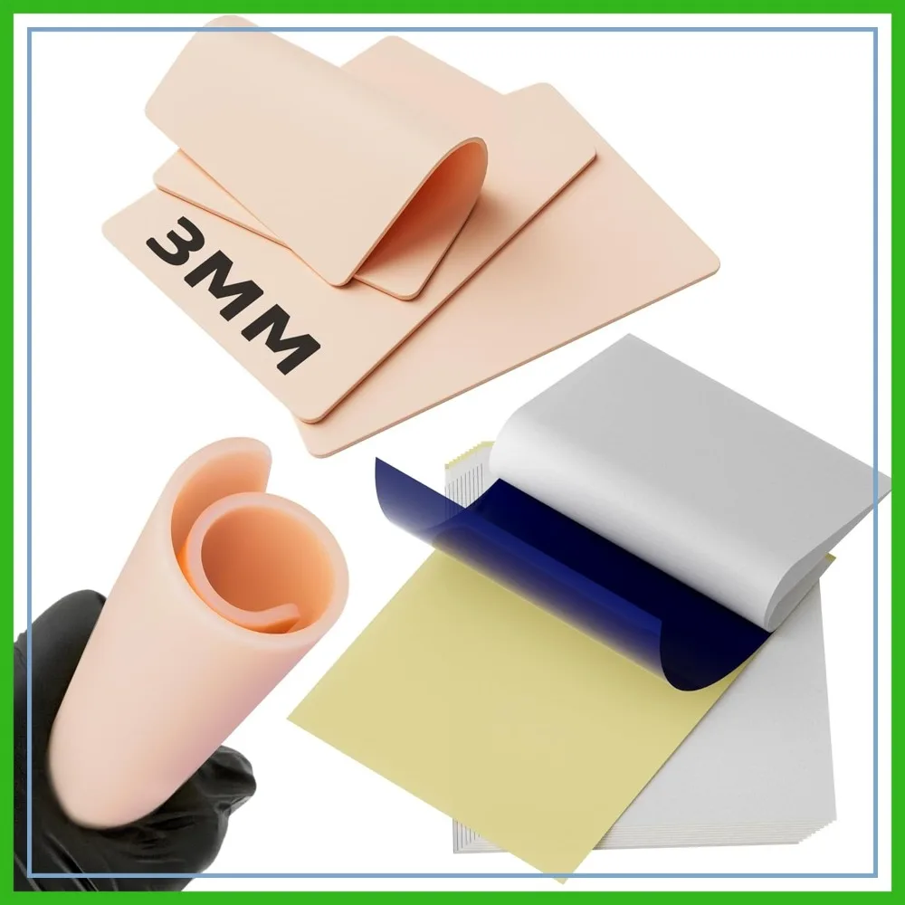 13Pcs Blank Tattoo Practice Skin Kit - 3 Double Sided 7.4x5.6" Fake Skins & 10 Stencil Papers for Tattooing, Microblading Practice - Beginner & Pro
13Pcs Blank Tattoo Practice Skin Kit - 3 Double Sided 7.4x5.6" Fake Skins & 10 Stencil Papers for Tattooing, Microblading Practice - Beginner & Pro
