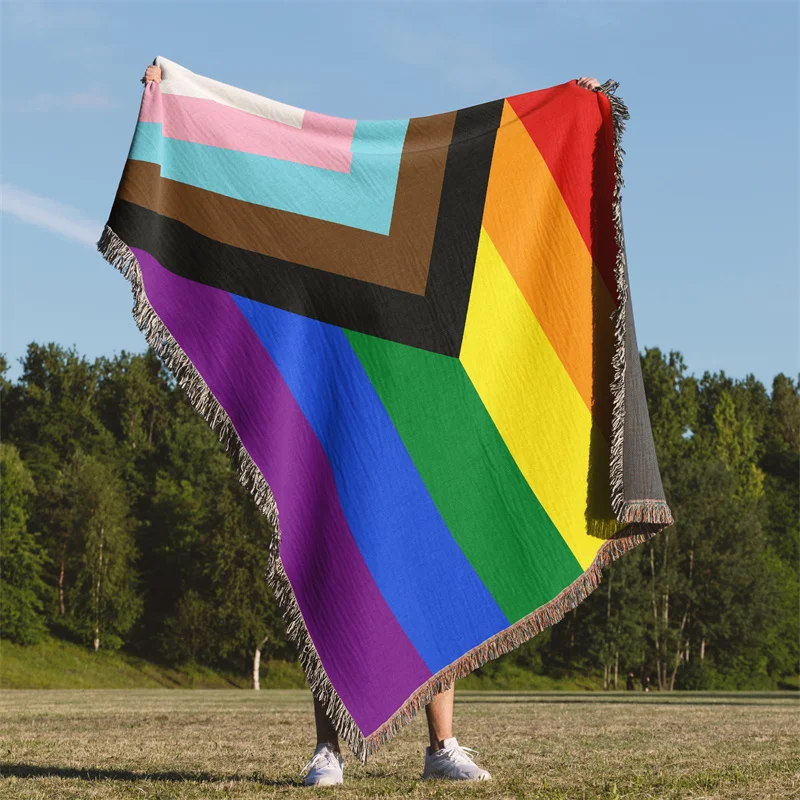 Aertemisi Progress Pride Flag American LGBT Rainbow Jacquard Fringed Woven Throw Blanket
Aertemisi Progress Pride Flag American LGBT Rainbow Jacquard Fringed Woven Throw Blanket