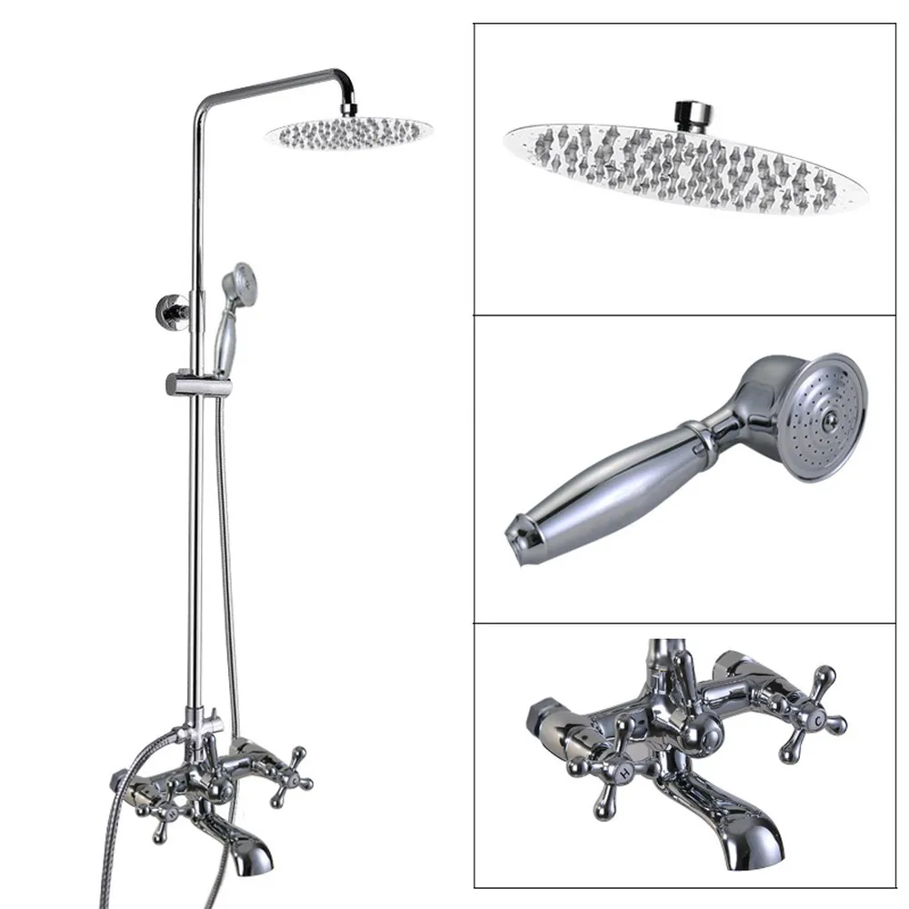 Wall Mounted Bathroom Faucet Set Chrome Brass Bathtub Rainfall/Handheld Shower Taps Kit 2cy325
Wall Mounted Bathroom Faucet Set Chrome Brass Bathtub Rainfall/Handheld Shower Taps Kit 2cy325