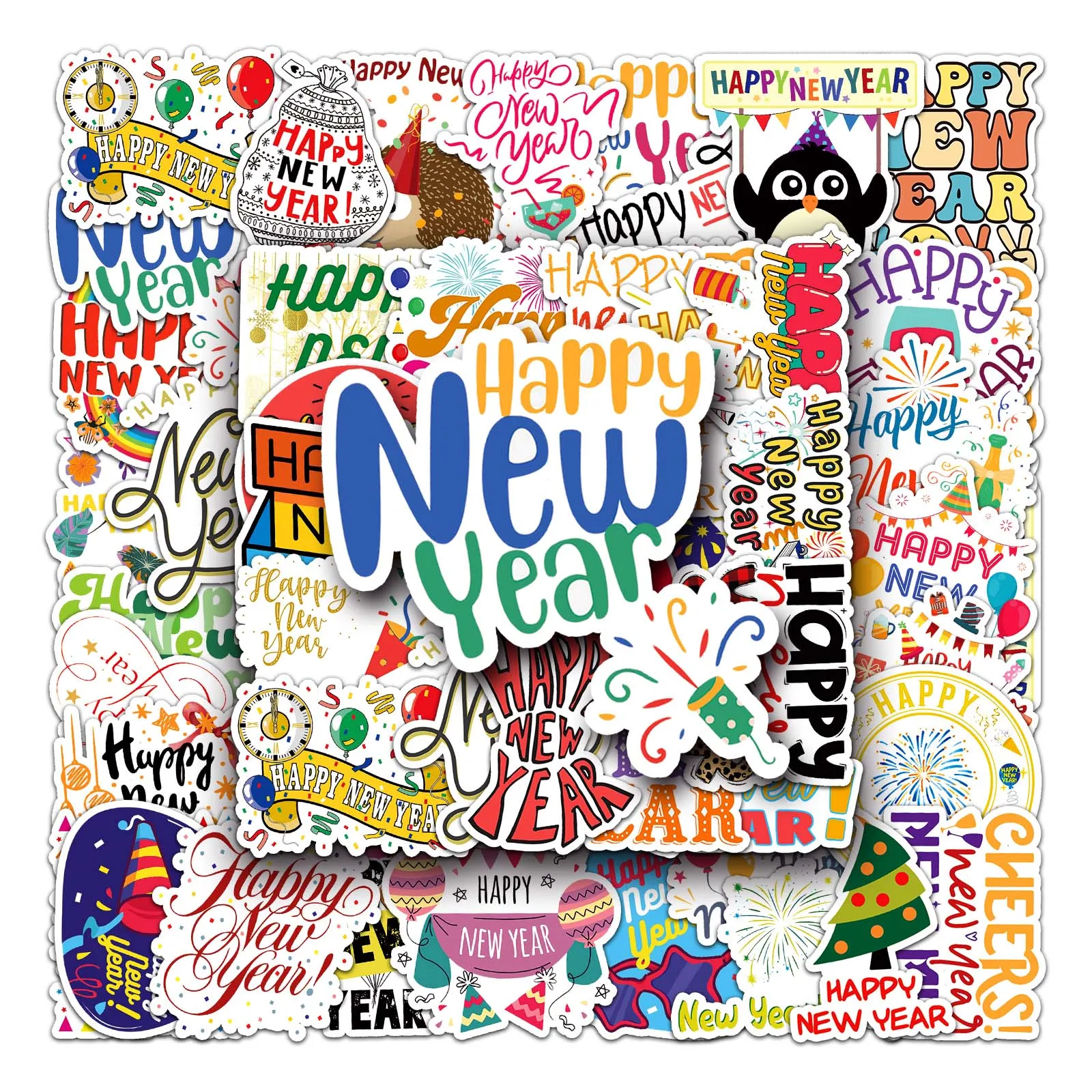50Pcs Happy New Year series Cartoon Cute Waterproof Sticker Skateboarding Snowboard Retro Vinyl Sticker
50Pcs Happy New Year series Cartoon Cute Waterproof Sticker Skateboarding Snowboard Retro Vinyl Sticker