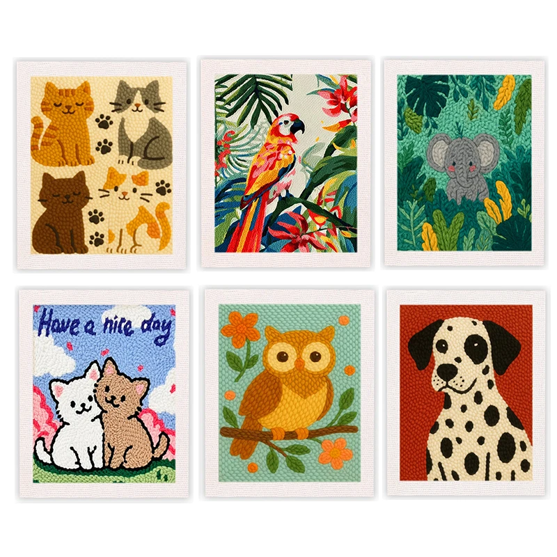 25X30cm Diy Punch Needle Embroidery Starter Kits For Beginner Cute Animals Cat Owl Sewing Poking Embroidery Yarn Painting Arts
25X30cm Diy Punch Needle Embroidery Starter Kits For Beginner Cute Animals Cat Owl Sewing Poking Embroidery Yarn Painting Arts