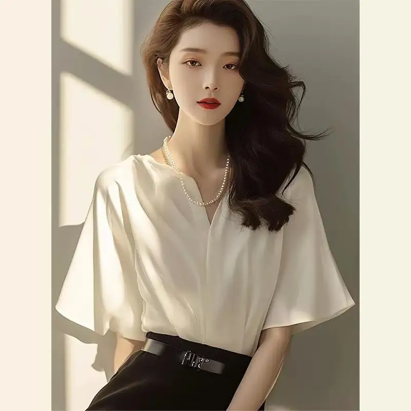 Light Mature French Style Niche High-End Luxurious High-End Stunning White Acetate Satin Shirt Summer
Light Mature French Style Niche High-End Luxurious High-End Stunning White Acetate Satin Shirt Summer