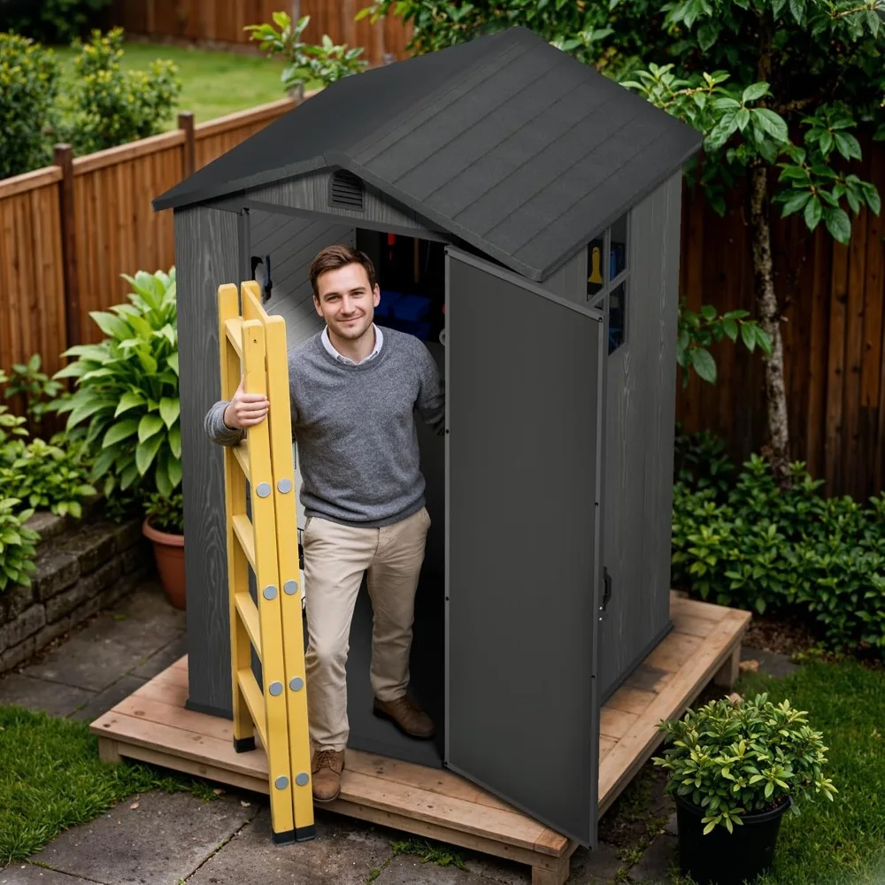 4x4 FT Outdoor Shed, Compact & Secure Plastic Resin Storage with Lockable Door, Features Built-in Floor & Window, Customized
4x4 FT Outdoor Shed, Compact & Secure Plastic Resin Storage with Lockable Door, Features Built-in Floor & Window, Customized