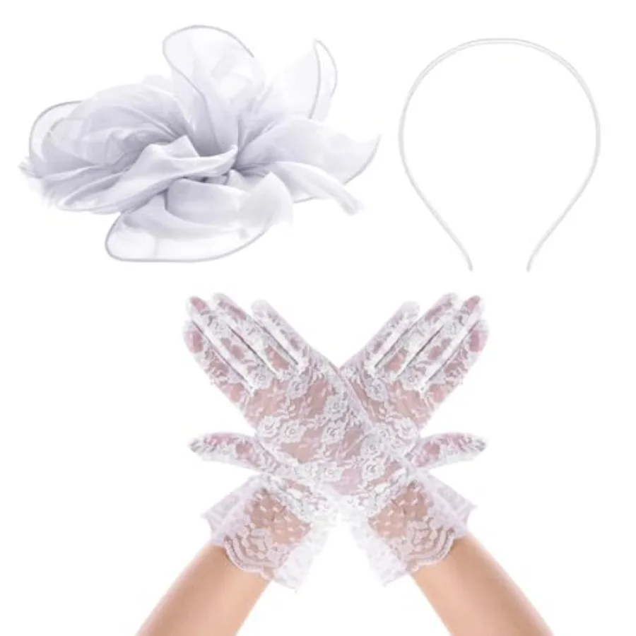 Sucrain 2 Pcs Fascinators Hat for Women Headband Tea Party with Lace Glove
Sucrain 2 Pcs Fascinators Hat for Women Headband Tea Party with Lace Glove