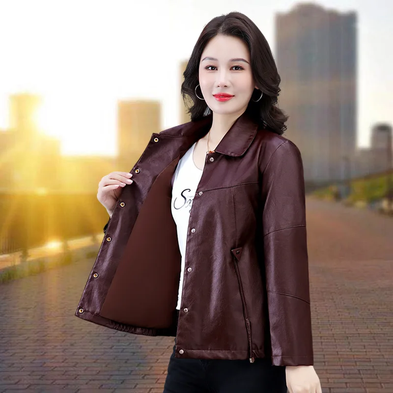Leather Jacket Women Spring Autumn Short Jacket Coat 2025 New Autumn Winter Lapel Pu Leather Jacket Female Outerwear Casual Tops
Leather Jacket Women Spring Autumn Short Jacket Coat 2025 New Autumn Winter Lapel Pu Leather Jacket Female Outerwear Casual Tops