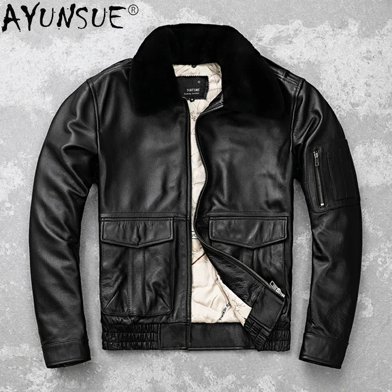 AYUNSUE Winter Men Jacket Motorcycle Men's Clothing Real Cow Leather Cotton Short 5XL Jackets Fur Collar Coat Ropa Hombre LXR401
AYUNSUE Winter Men Jacket Motorcycle Men's Clothing Real Cow Leather Cotton Short 5XL Jackets Fur Collar Coat Ropa Hombre LXR401