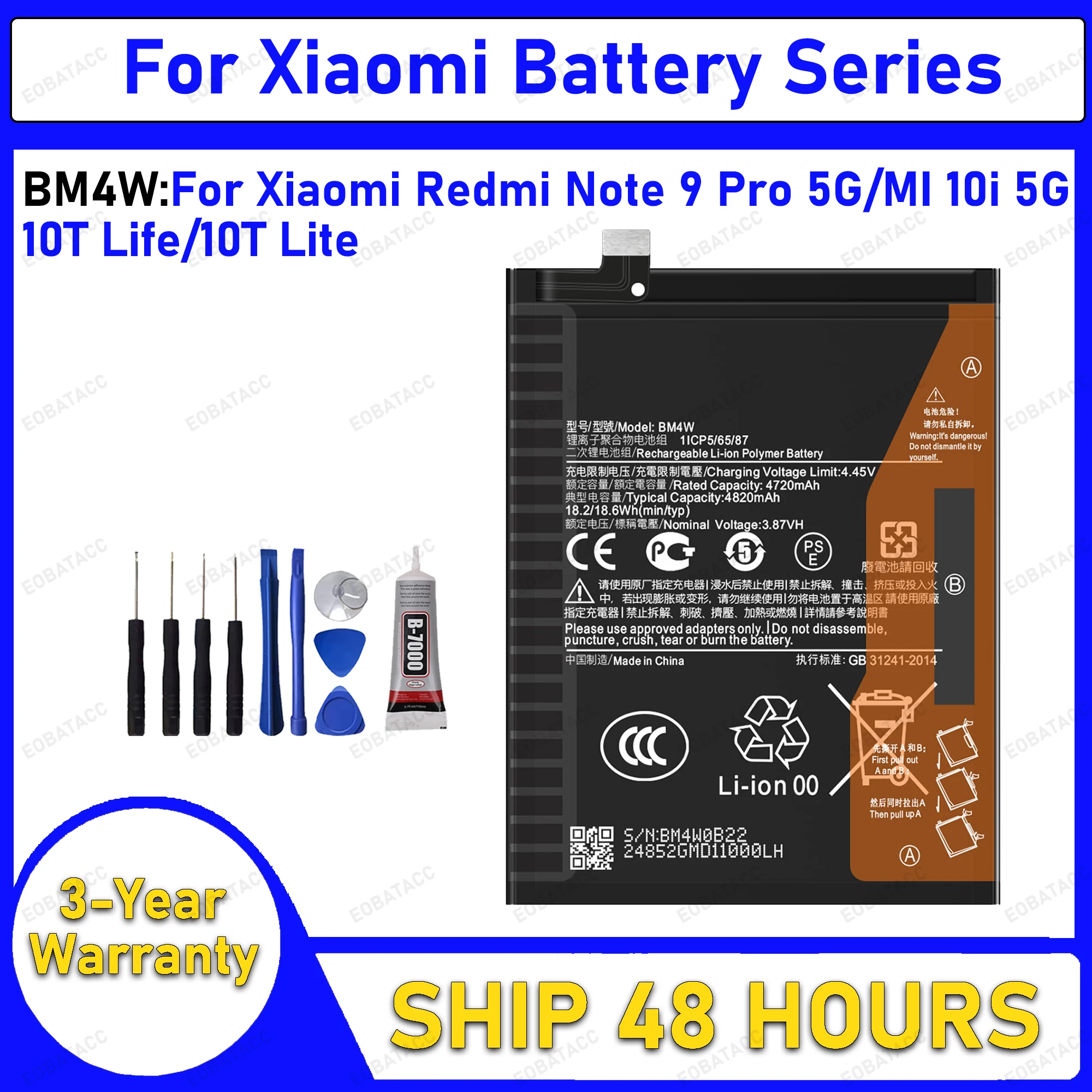 100% New High Quanlity Battery BM4W For XIAOMI REDMI Note 9 Pro 5G/MI 10i 5G/10T Life/10T Lite Batteries Battery+ Free Tools
100% New High Quanlity Battery BM4W For XIAOMI REDMI Note 9 Pro 5G/MI 10i 5G/10T Life/10T Lite Batteries Battery+ Free Tools