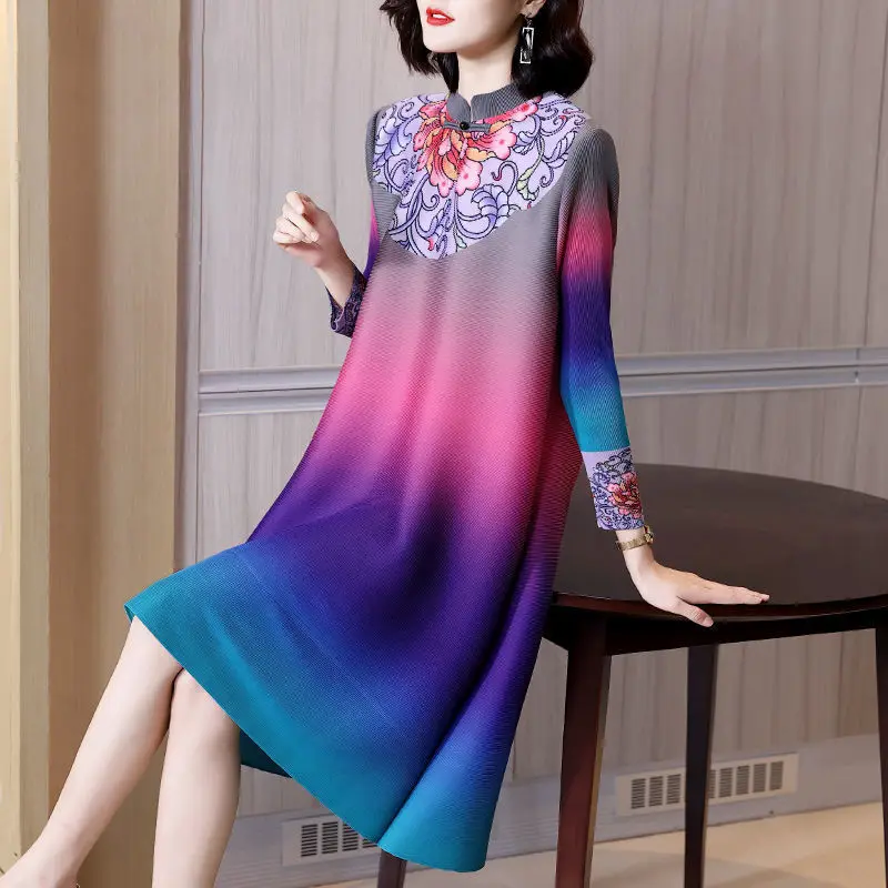 Dress female spring gradient color high-end A word skirt 2023 new temperament design print pleated long sleeve o neck dress
Dress female spring gradient color high-end A word skirt 2023 new temperament design print pleated long sleeve o neck dress
