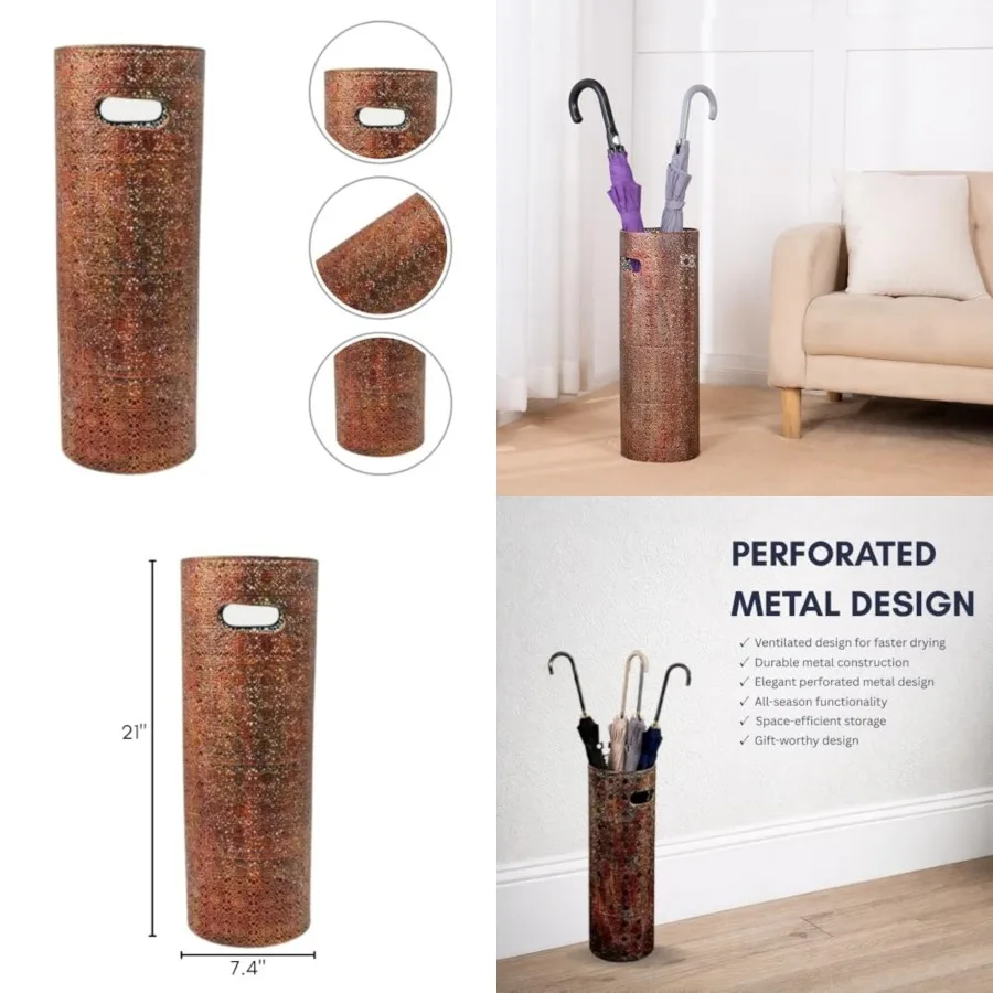 21 inch Heavy Duty Metal Umbrella Stand - Durable Storage Holder for Umbrellas - Indoor and Outdoor Use - Stylish and Modern Or
21 inch Heavy Duty Metal Umbrella Stand - Durable Storage Holder for Umbrellas - Indoor and Outdoor Use - Stylish and Modern Or
