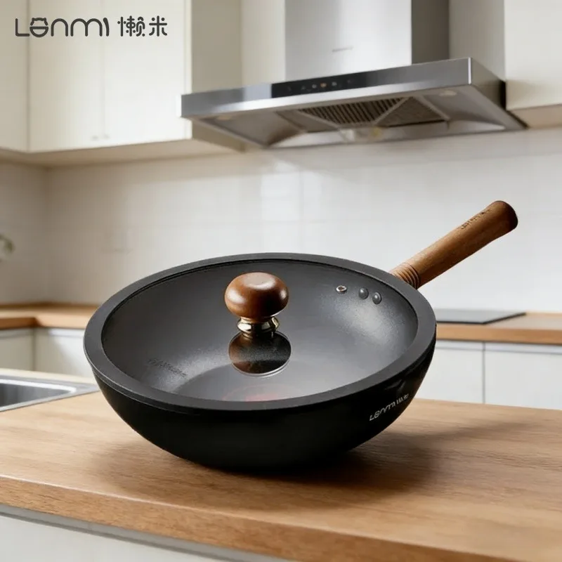 LANMI 28/30cm Woks Non-stick Titanium Crystal Coated Frying Pan Low-smoke Black Skillet Home Kitchen Healthy light meal pots
LANMI 28/30cm Woks Non-stick Titanium Crystal Coated Frying Pan Low-smoke Black Skillet Home Kitchen Healthy light meal pots