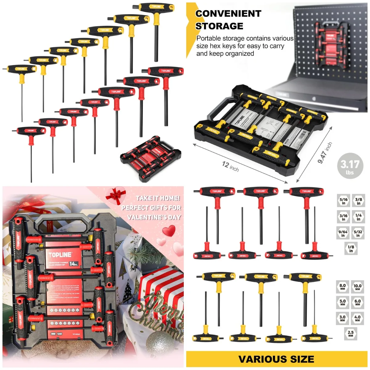 14-Piece Metric & SAE T-Handle Allen Wrench Set with Storage Box, Portable Hex Key Set for Home & Mechanical Repair
14-Piece Metric & SAE T-Handle Allen Wrench Set with Storage Box, Portable Hex Key Set for Home & Mechanical Repair