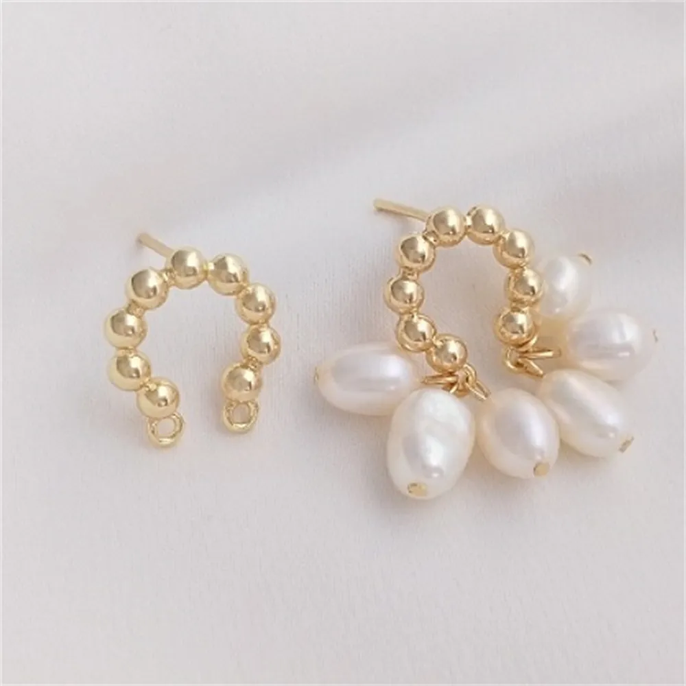 925 Silver Pin Beads C Ring Double Hanging Geometric Stud Earrings 14K Package Real Gold DIY Earrings Fashion Ear Accessories
925 Silver Pin Beads C Ring Double Hanging Geometric Stud Earrings 14K Package Real Gold DIY Earrings Fashion Ear Accessories