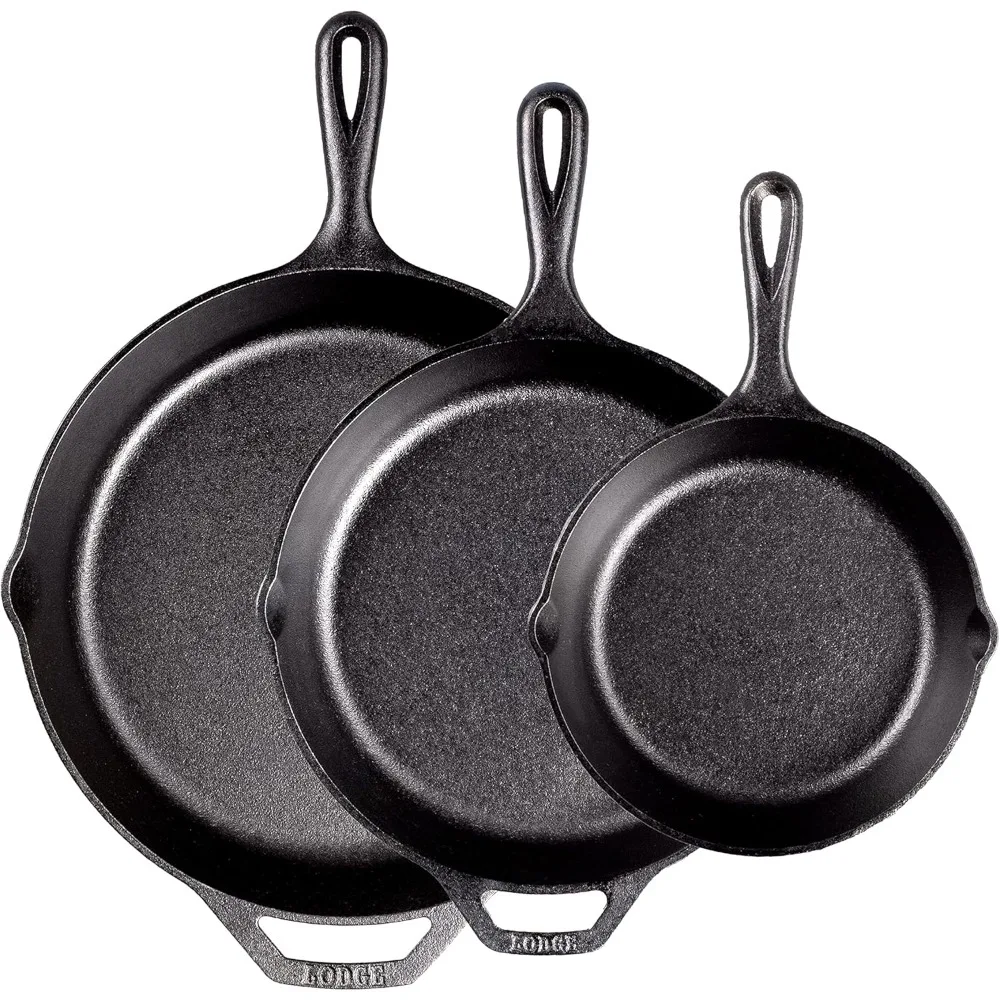 Pre-Seasoned Cast Iron Skillet Set - Set Includes 8 Inch Skillet, 10.25 Inch Skillet, and 12 inch Skillet - 3 Piece
Pre-Seasoned Cast Iron Skillet Set - Set Includes 8 Inch Skillet, 10.25 Inch Skillet, and 12 inch Skillet - 3 Piece