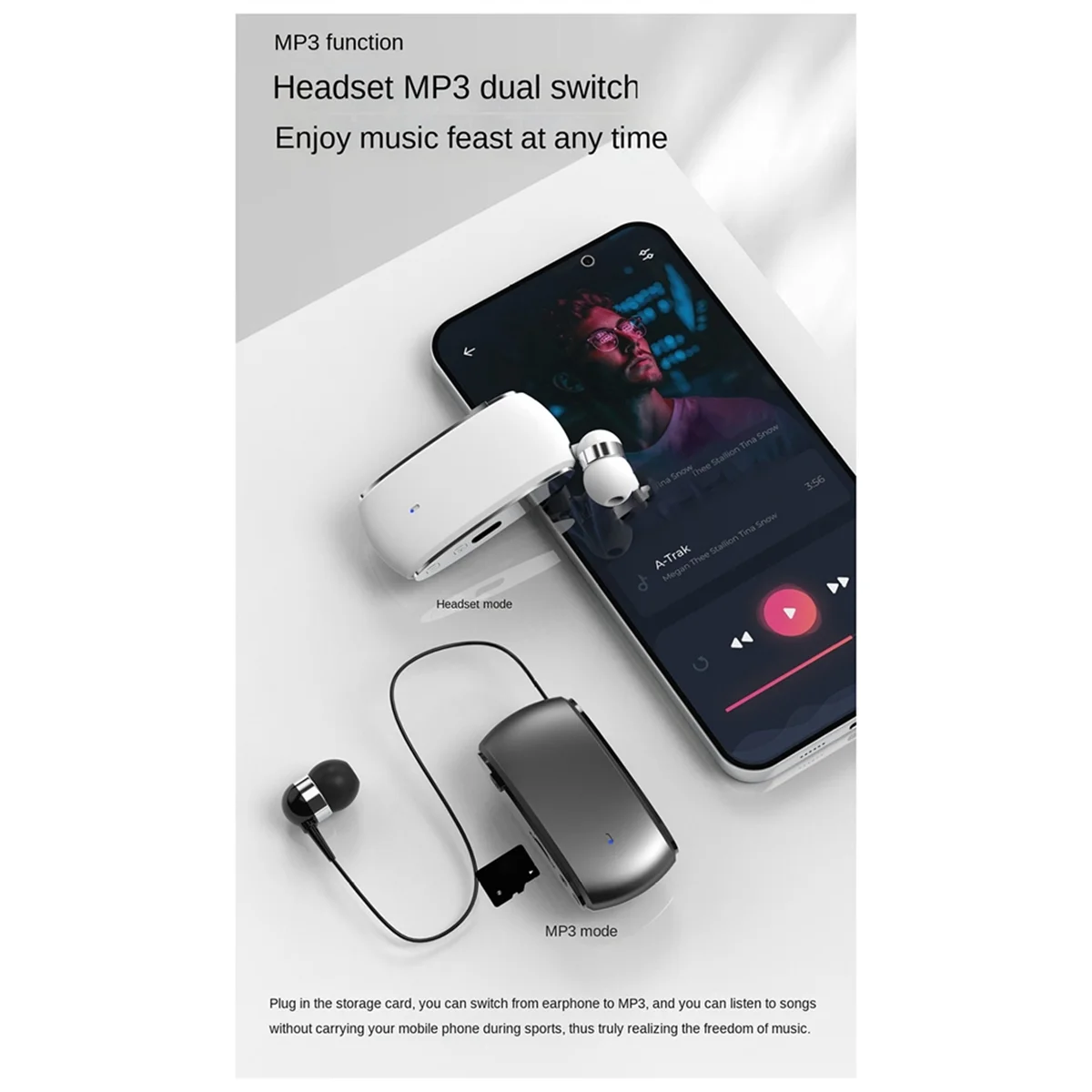 ABDX-K68 Bluetooth-гарнитура, петличная выдвижная подключаемая карта, одиночные наушники, многофункциональная гарнитура с зажимом, MP3-плеер
ABDX-K68 Bluetooth-гарнитура, петличная выдвижная подключаемая карта, одиночные наушники, многофункциональная гарнитура с зажимом, MP3-плеер