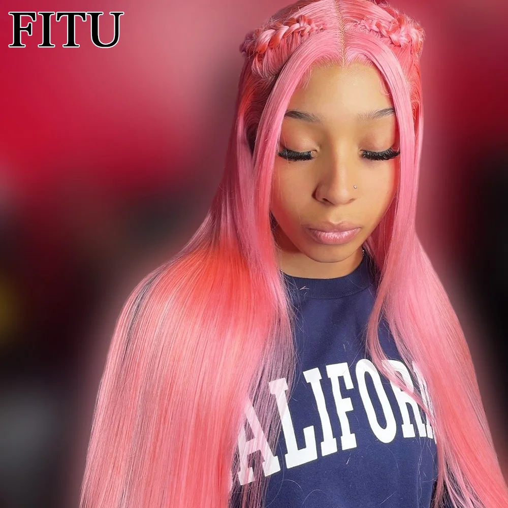FITU Pink Transparent 13x6 13x4 Lace Frontal Human Hair Wig 613 Colored Plucked With Baby Hair 5x5 Lace Closure Wig
FITU Pink Transparent 13x6 13x4 Lace Frontal Human Hair Wig 613 Colored Plucked With Baby Hair 5x5 Lace Closure Wig