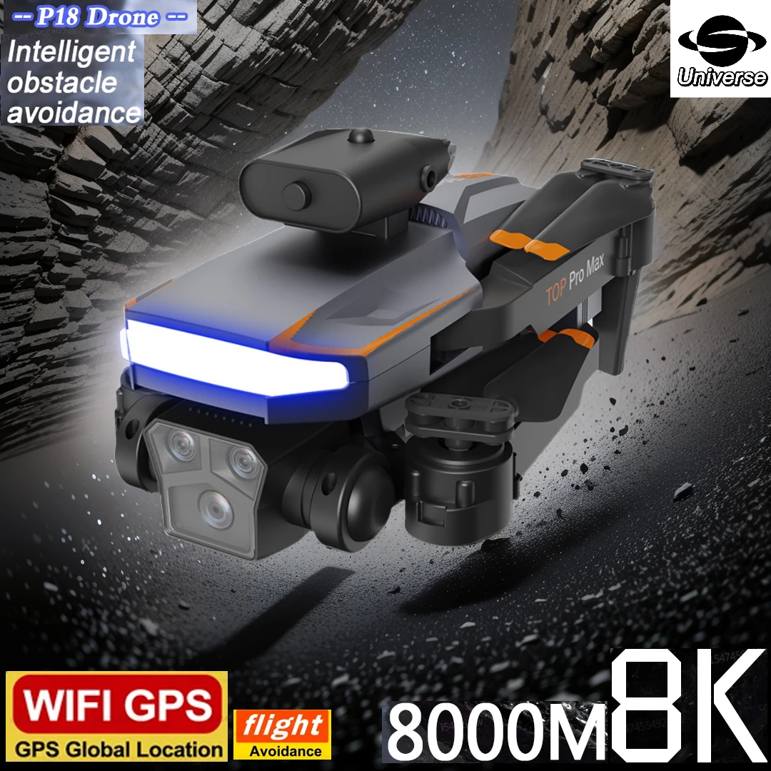 P18 8k Rc Drone Professinal Gps Fpv Quadcopter 4k Wide Angle Three Camera Optical Flow Localization Four-way Obstacle Avoidance
P18 8k Rc Drone Professinal Gps Fpv Quadcopter 4k Wide Angle Three Camera Optical Flow Localization Four-way Obstacle Avoidance