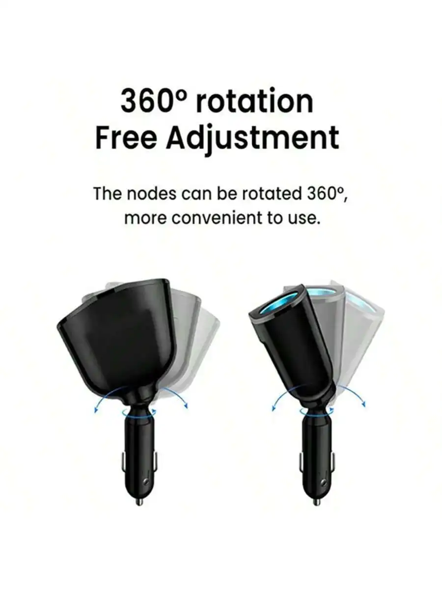 Black ABS Car Charger With Dual USB And Type-C Ports, 360° Rotatable Head For 12V 24V Vehicles
Black ABS Car Charger With Dual USB And Type-C Ports, 360° Rotatable Head For 12V 24V Vehicles