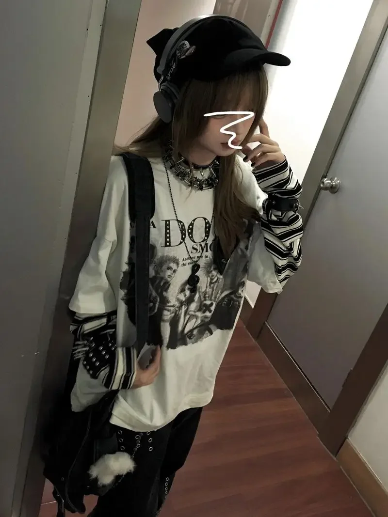 Полосатая футболка с длинными рукавами, женская ранняя осень, стиль Яби в стиле панк, искусственный хлопковый топ из двух предметов, Y2k, женская одежда
Полосатая футболка с длинными рукавами, женская ранняя осень, стиль Яби в стиле панк, искусственный хлопковый топ из двух предметов, Y2k, женская одежда