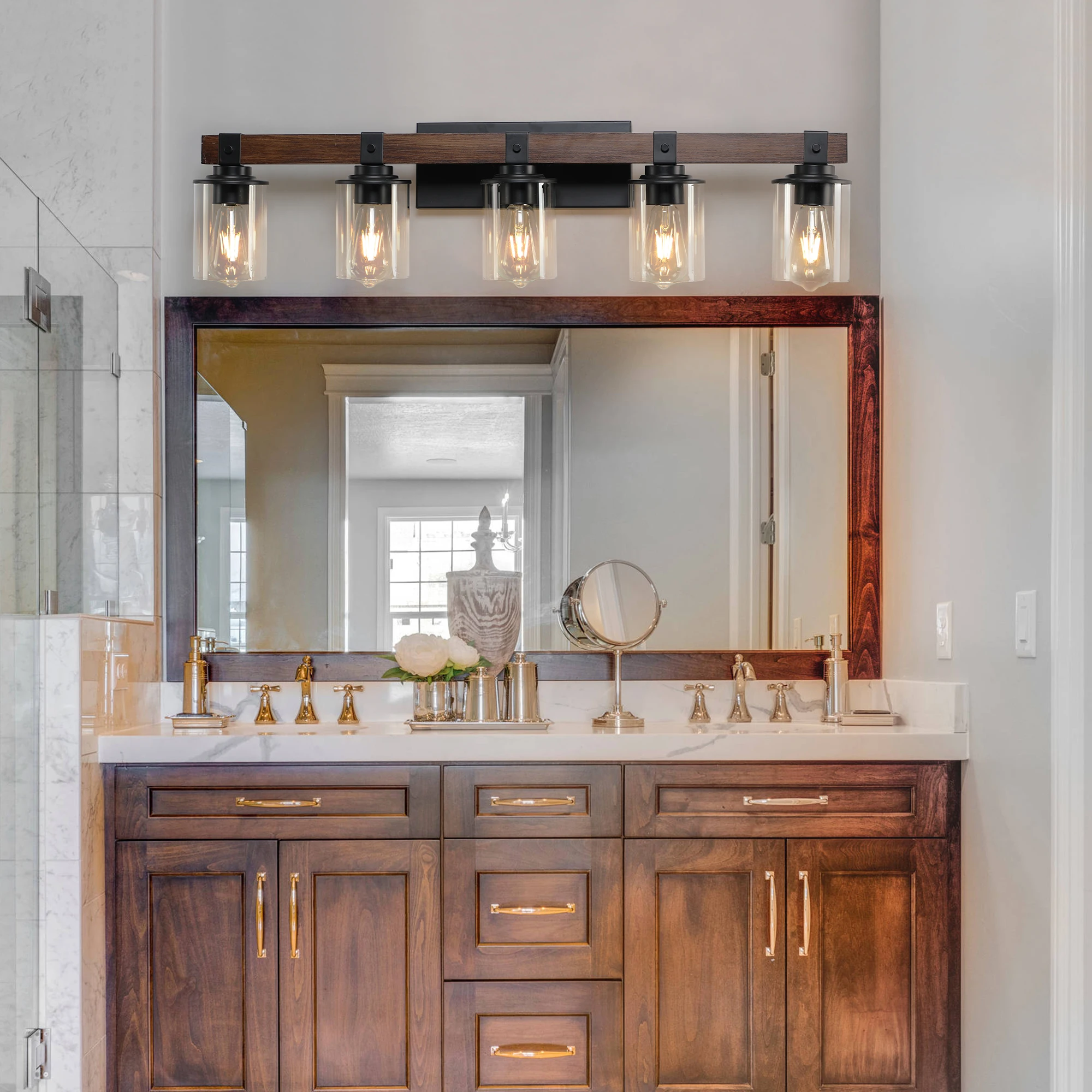 5-Lights Farmhouse Vanity Lights Fixture Rustic Bathroom Light Fixture Bathroom Sconce(Without Bulbs)
5-Lights Farmhouse Vanity Lights Fixture Rustic Bathroom Light Fixture Bathroom Sconce(Without Bulbs)