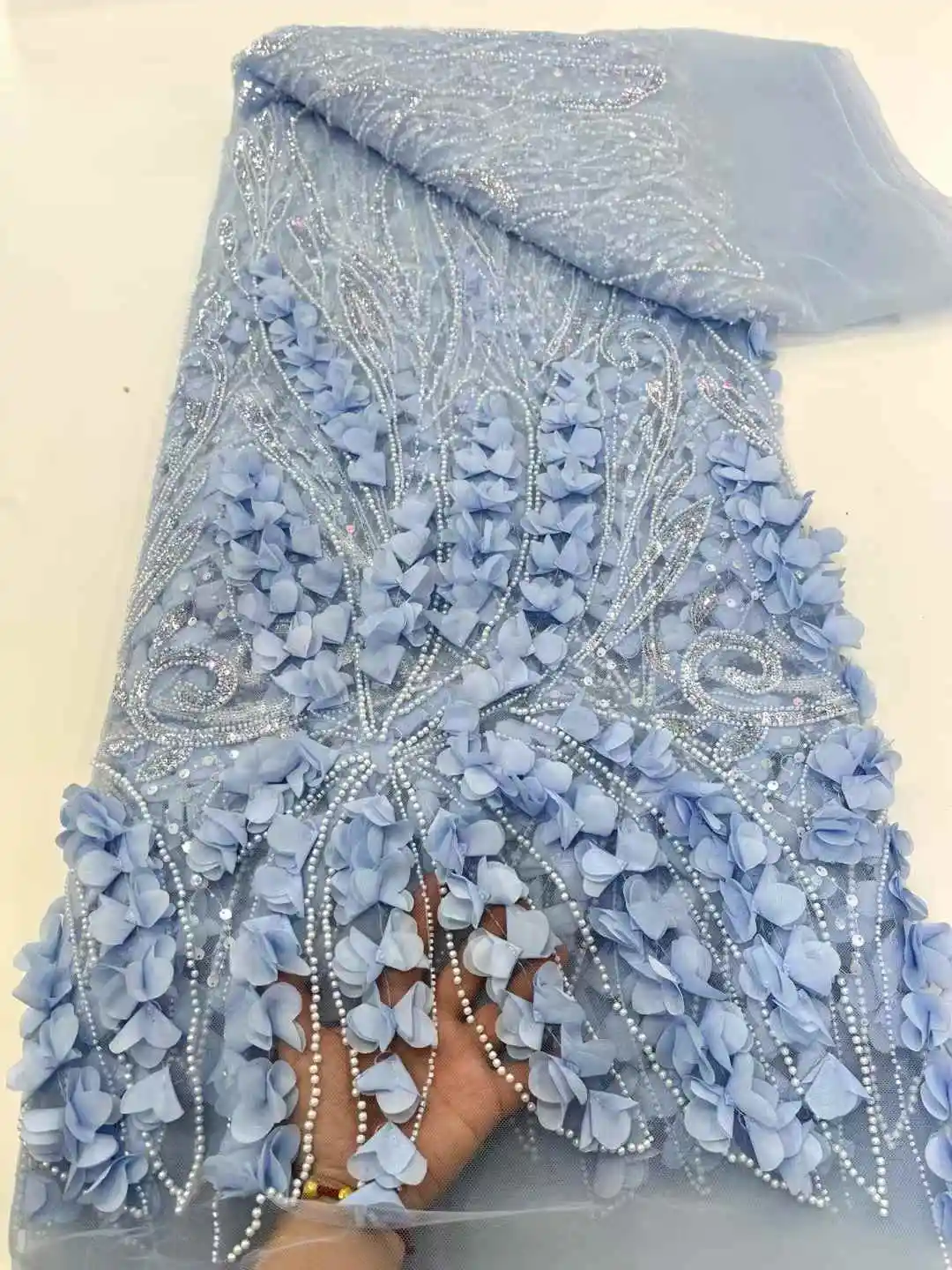 3D Flower Lace Beads and Sequins Net Lace Fabrics Exquisite Embroidery High Quality Fabric Wedding Party Dress
3D Flower Lace Beads and Sequins Net Lace Fabrics Exquisite Embroidery High Quality Fabric Wedding Party Dress
