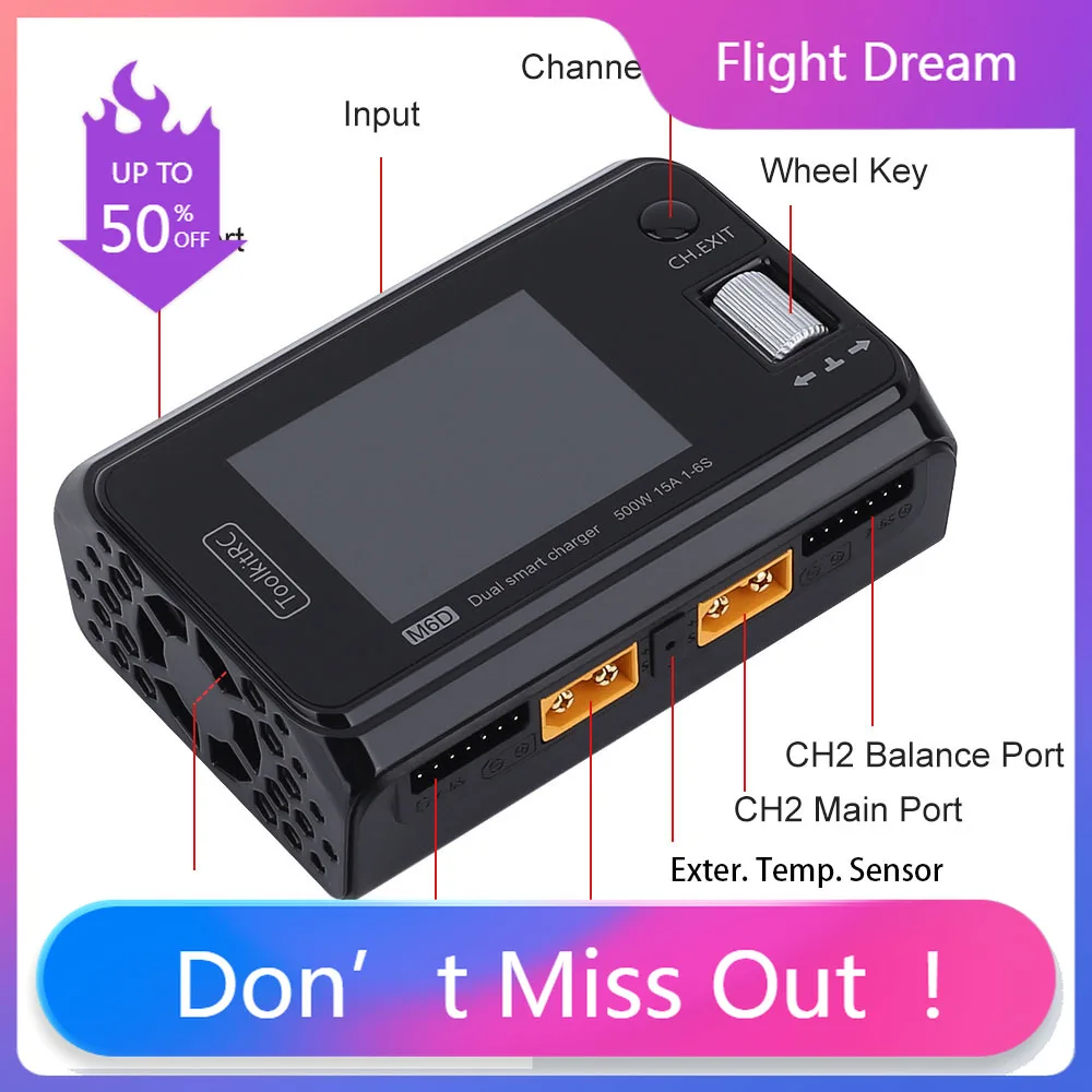 NYToolkitRC M6D V3 500W 15A DC Dual Channel MINI Smart Charger Discharger High Quality
NYToolkitRC M6D V3 500W 15A DC Dual Channel MINI Smart Charger Discharger High Quality