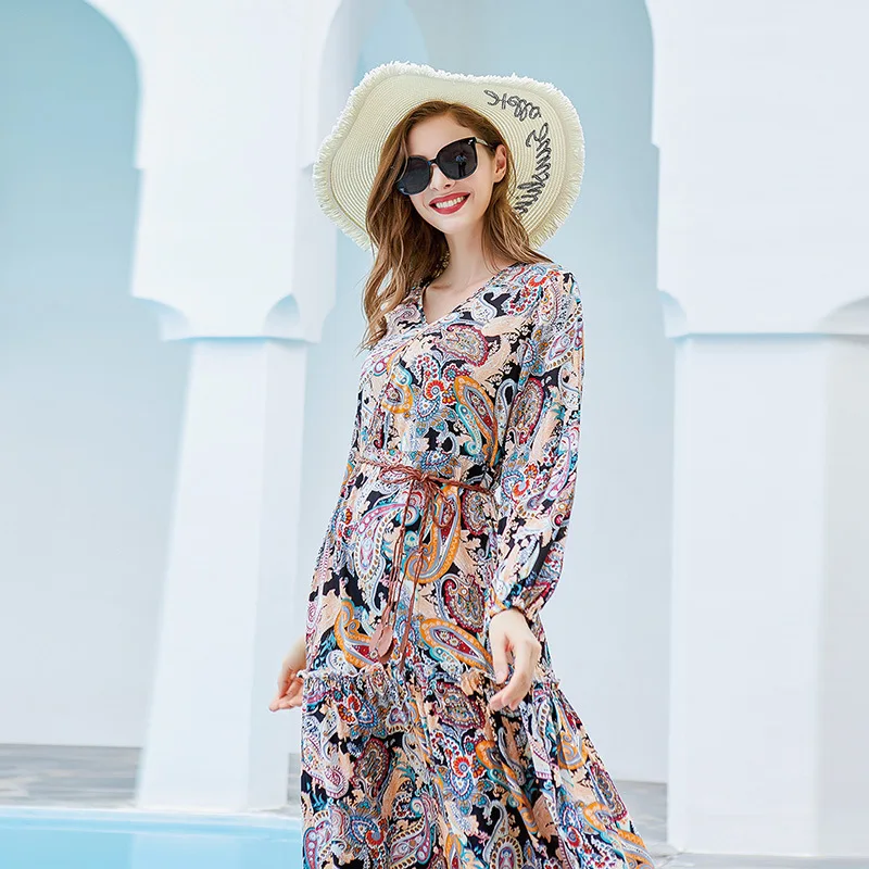 Plus Size Printed Long Dress Long Sleeve Holiday Dress Fashion Simple Temperament Elegant High-end Banquet Party Dress
Plus Size Printed Long Dress Long Sleeve Holiday Dress Fashion Simple Temperament Elegant High-end Banquet Party Dress