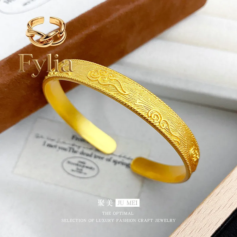Fylia Jewelry Fylia Jewelry New Chinese style 9999 ancient gold palace style 24K real gold open-mouth brushed texture auspic
Fylia Jewelry Fylia Jewelry New Chinese style 9999 ancient gold palace style 24K real gold open-mouth brushed texture auspic