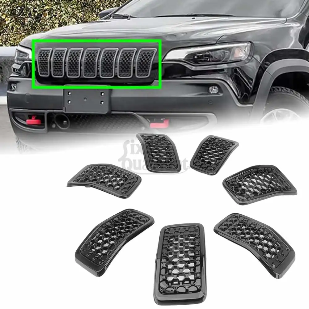 7PCS Glossy Black Front Honeycomb-Mesh Grill Grille Insert Trim Cover for Jeep Cherokee 2019 2020 2021 2022 2023
7PCS Glossy Black Front Honeycomb-Mesh Grill Grille Insert Trim Cover for Jeep Cherokee 2019 2020 2021 2022 2023