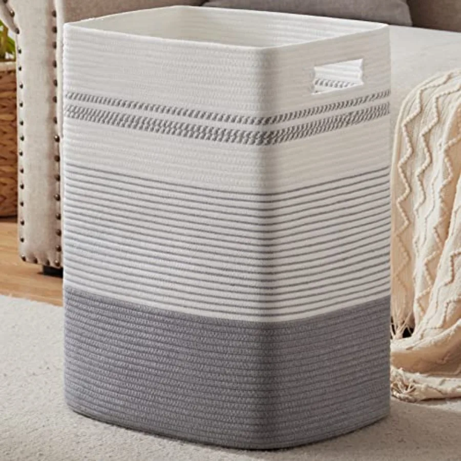 Large Cotton Rope Laundry Basket for Bedroom and Laundry Room, Tall Clothes Hamper with Sturdy Handles, Neutral Storage Bin Cap
Large Cotton Rope Laundry Basket for Bedroom and Laundry Room, Tall Clothes Hamper with Sturdy Handles, Neutral Storage Bin Cap