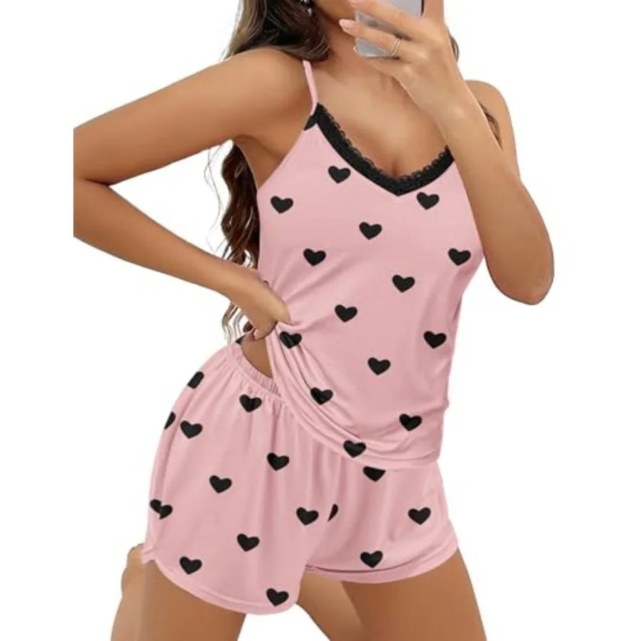 Ekouaer Pajama Sets for Women 2 Pcs Soft Lingerie Sleepwear Cute Print Cami Pj Shorts Set Lace Nightwear
Ekouaer Pajama Sets for Women 2 Pcs Soft Lingerie Sleepwear Cute Print Cami Pj Shorts Set Lace Nightwear