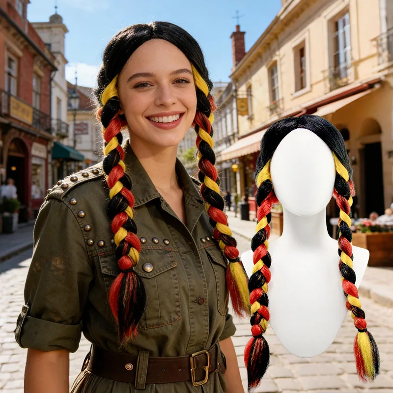 Synthetic Three Tone Braided Wig Middle Part Pigtails for Festival Party Performance Cosplay Carnival Stage Hairpiece
Synthetic Three Tone Braided Wig Middle Part Pigtails for Festival Party Performance Cosplay Carnival Stage Hairpiece