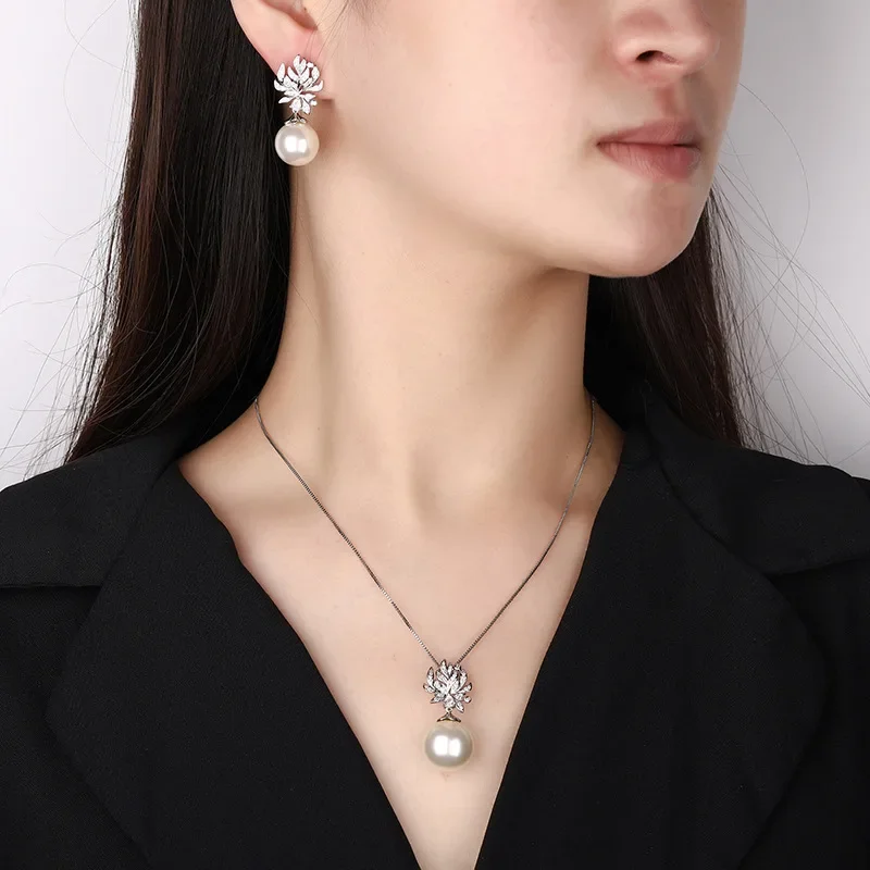 Elegant Pearl Jewelry Silver Toned Earrings Necklaces with Grey White Pearls Embellished with Sparkling Zirconia Women's Fashion
Elegant Pearl Jewelry Silver Toned Earrings Necklaces with Grey White Pearls Embellished with Sparkling Zirconia Women's Fashion