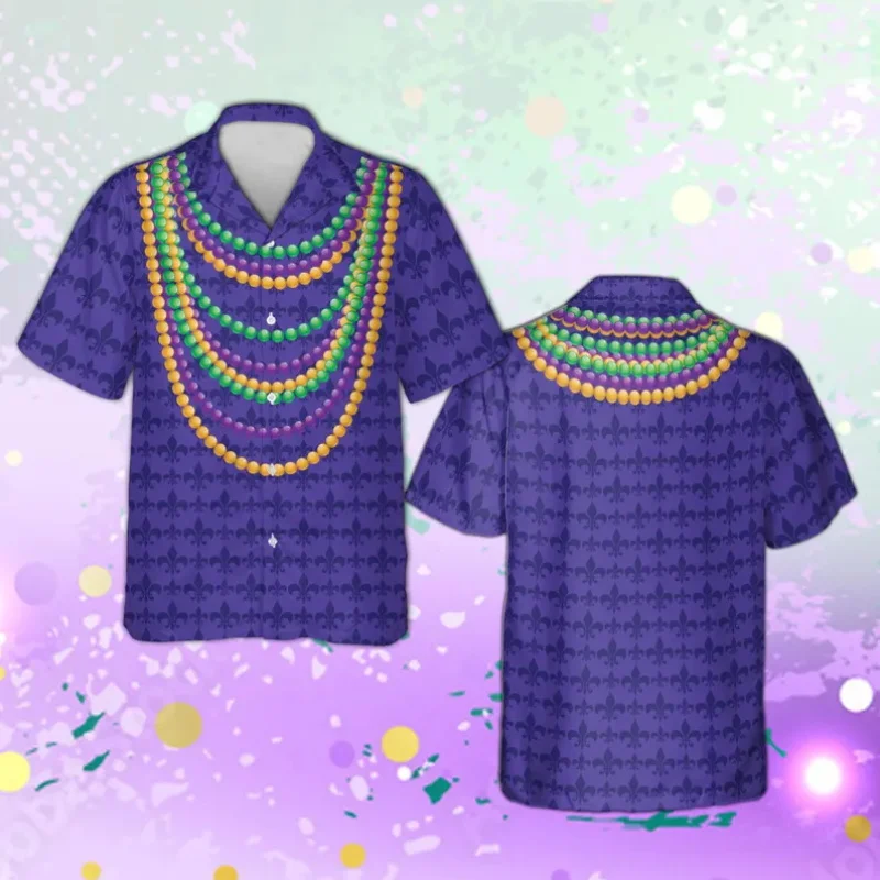 Мужская гавайская рубашка для Марди Гра с 3D-принтом, бусинами и графическим рисунком, карнавальная рубашка с коротким рукавом на пуговицах, наряд для фестиваля в Нью-Орлеане
Мужская гавайская рубашка для Марди Гра с 3D-принтом, бусинами и графическим рисунком, карнавальная рубашка с коротким рукавом на пуговицах, наряд для фестиваля в Нью-Орлеане