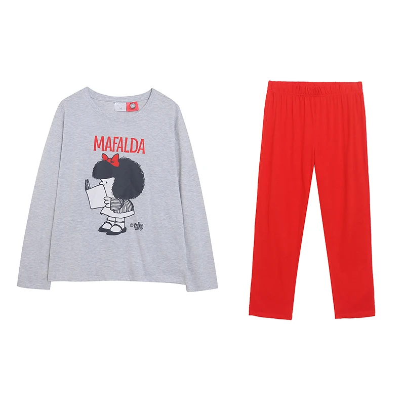 Color Block Cartoon Print round Neck Long Sleeve T-Shirt Sleepwear Set Straight Leg Pants Anti-Aging Cute Design Home Clothes
Color Block Cartoon Print round Neck Long Sleeve T-Shirt Sleepwear Set Straight Leg Pants Anti-Aging Cute Design Home Clothes