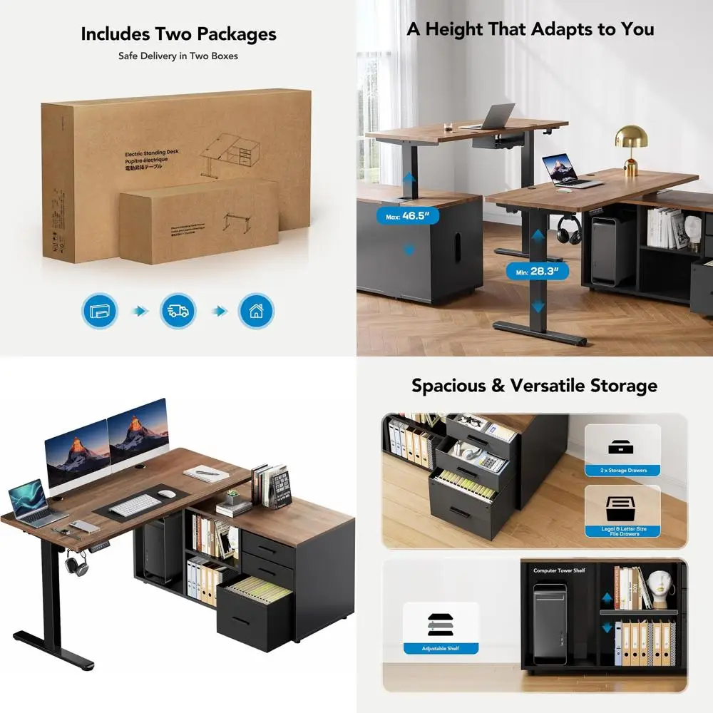 Electric L-Shaped Standing Desk, Adjustable Height Executive Desk with 4 Memory Presets, 55 x 23.6 Walnut Desktop for Home Offic
Electric L-Shaped Standing Desk, Adjustable Height Executive Desk with 4 Memory Presets, 55 x 23.6 Walnut Desktop for Home Offic