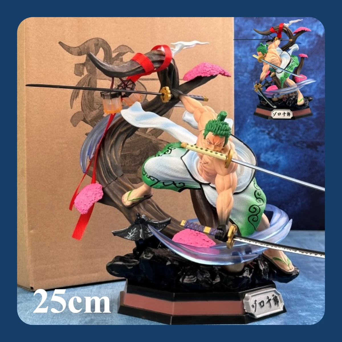 25cm Anime One Piece Zoro Wano Kimono Three Sword Style Luminous GK Statue Box Set Collectible Model Ornament
25cm Anime One Piece Zoro Wano Kimono Three Sword Style Luminous GK Statue Box Set Collectible Model Ornament